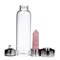 AquaPur™ Natural Quartz Gemstone Glass Water Bottle - Happy Living Well
