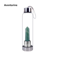 AquaPur™ Natural Quartz Gemstone Glass Water Bottle - Happy Living Well