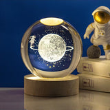 LED Crystal Ball with Astronaut and Galaxy Decor
