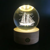 LED Crystal Ball with Astronaut and Galaxy Decor