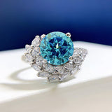 S925 Silver Round Rhinestone Engagement Ring