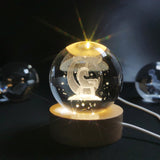 LED Crystal Ball with Astronaut and Galaxy Decor