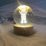 LED Crystal Ball with Astronaut and Galaxy Decor