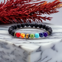 7 Chakras Lava Rock Aromatherapy Essential Oil Diffuser Bracelet